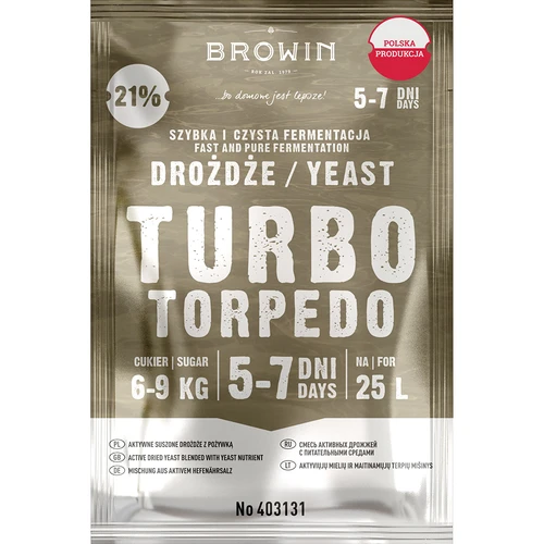 Liehovarnícke kvasnice Turbo Torpedo 5-7 dní 21% 100g  - 1 ['turbo kvasnice', ' liehovarnícke kvasnice', ' kvasnice na alkohol', ' na ovocné zápary', ' kvasnice na zemiaky', ' kvasnice na 21%', ' na pálenku', ' silné kvasnice', ' destilácia', ' na vysokopercentné zápary', ' kvasnice browin', ' kvasnice na whiskey', ' kvasnice na vodku zo zemiakov', ' domáce alkoholy']