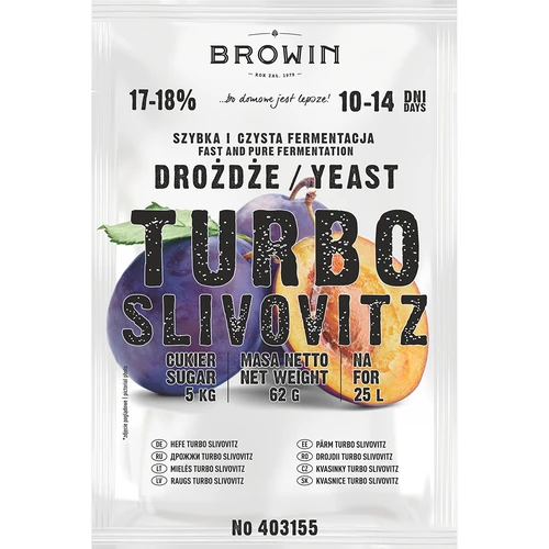 Liehovarské droždie Turbo Slivovitz - 2 ['turbo droždie', ' droždie na pálenku', ' droždie na pálenku', ' droždie na slivovicu', ' slivovica', ' na ovocné kvasenie', ' ovocné kvasenie']