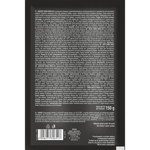 Liehovarské kvasnice Turbo Grom 48h - 3 ['kvasnice na alkohol', ' kvasnice na lieh', ' kvasnice na pálenku', ' kvasnice na samohon', ' kvasnice na mesačný svit', ' pálenka', ' samohon', ' mesačný svit']