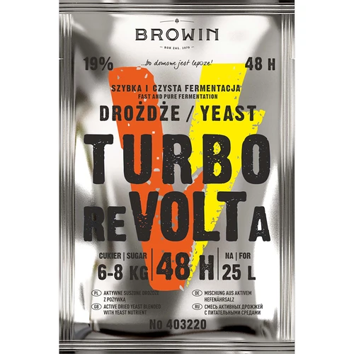 Liehovarské kvasnice Turbo reVOLTa 48h - 2 ['na cukrové kvasenie', ' zostaňdoma', ' technický lieh', ' rýchla fermentácia', ' vysoký obsah alkoholu', ' turbo kvasnice']