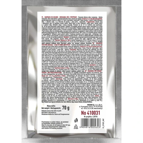 Marináda na koleno - zmes byliniek a korenín, 70 g - 2 ['marinády', ' marináda na koleno', ' koreniny a bylinky', ' na marinovanie', ' koreniny bez konzervačných látok', ' prírodné bylinky a koreniny', ' koleno', ' pečené koleno', ' zmes korenín', ' korenenie údenín', ' údenárstvo', ' recept na koleno', ' domáca údenina', ' chutné koleno', ' ako pripraviť koleno', ' koreniny na mäso', ' koreniny na koleno', ' bylinky na mäso', ' marinády na mäso']