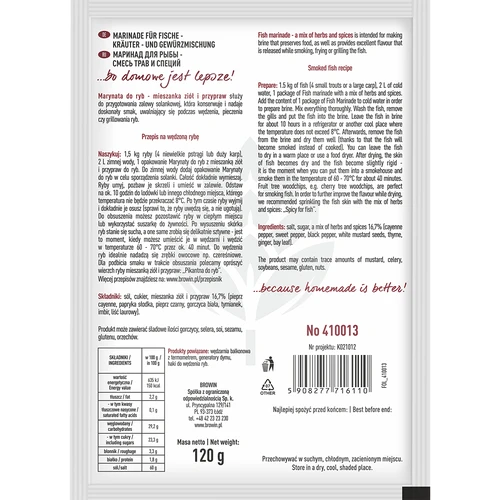 Marináda na ryby - zmes byliniek a korenín, 120 g - 2 ['koreničky na ryby', ' koreničky bez konzervačných látok', ' prírodné bylinky a koreniny']