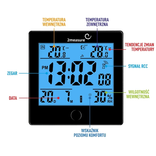 Meteorologická stanica RCC, DCF – elektronická, bezdrôtová, podsvietený senzor, čierna - 6 ['meteorologická stanica', ' domáca meteorologická stanica', ' teplota', ' teplota prostredia', ' kontrola teploty', ' elektronický teplomer', ' teplomer so senzorom', ' vnútorný teplomer', ' vonkajší teplomer', ' teplomer vonku', ' vlhkomer', ' meteorologická stanica']