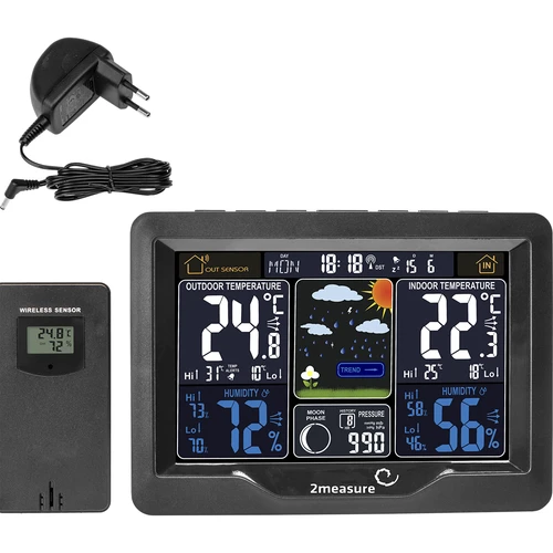 Meteorologická stanica RCC, DCF – elektronická, podsvietená, bezdrôtová, senzor, čierna - 2 ['bezdrôtová meteorologická stanica', ' meteorologická stanica', ' bezdrôtový senzor', ' meranie tlaku', ' meranie vlhkosti', ' meteorologická stanica', ' multifunkčná meteorologická stanica', ' elektronická meteorologická stanica', ' multifunkčný merač poveternostných podmienok', ' praktický darček']
