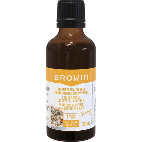 Mikrobiologické syridlo na syr strong, 30 ml  - 1 ['ako vyrobiť syr', ' syr s syridlom', ' mikrobiologické syridlo', ' na syr', ' žltý syr', ' syridlo browin', ' koryciński syr', ' tekuté syridlo', ' syridlo na syr']