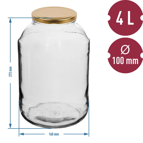 Nádoba 4 L s viečkom ø 100 - 3 ['veľká nádoba', ' nádoba na kvasenie', ' nádoba na kvasenie', ' nádoba na likéry']