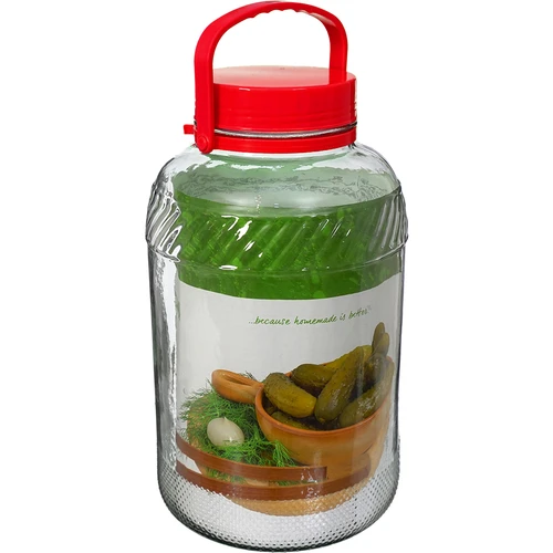 Nádoba 8 L s plastovým vekom - 3 ['veľká nádoba', ' veľký pohár', ' veľká sklenená nádoba', ' nádoba na zaváranie', ' na kvasenie', ' na uhorky', ' na kapustu', ' priemyselná nádoba', ' nádoba s kliešťami', ' nádoba kliešte', ' kliešte na uhorky']