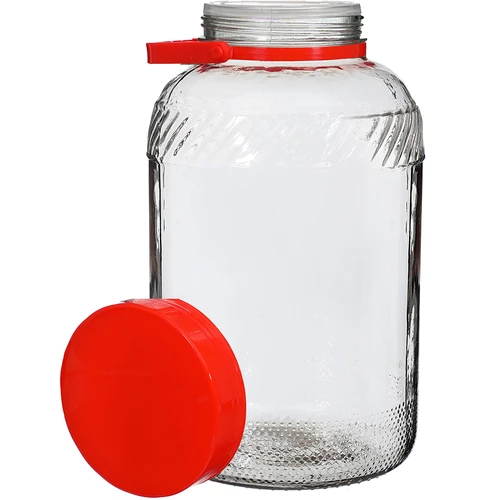 Nádoba 8 L s plastovým vekom  - 1 ['veľká nádoba', ' veľký pohár', ' veľká sklenená nádoba', ' nádoba na zaváranie', ' na kvasenie', ' na uhorky', ' na kapustu', ' priemyselná nádoba', ' nádoba s kliešťami', ' nádoba kliešte', ' kliešte na uhorky']