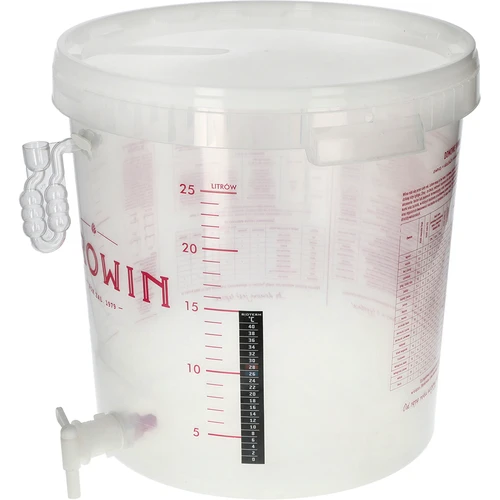 Nádoba na fermentáciu piva s fermentačnou trubicou, kohútikom, teplomerom a reduktorom usadenín - 2 ['súprava na pivo', ' fermentácia piva', ' nádoba s kohútikom', ' fermentačná trubica', ' reduktor usadenín', ' teplota fermentácie', ' pivovarský teplomer', ' vedro na fermentáciu', ' fermentačná nádoba', ' domáce pivo']