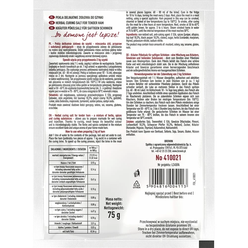 Nakladacia zmes jemne bylinková na šunku, 75 g - 2 ['nakladanie', ' nakladanie mäsa', ' nakladacia soľ', ' nálev na nakladanie mäsa', ' nálev na nakladanie mäsa recept', ' suché nakladanie', ' soľ na nakladanie']