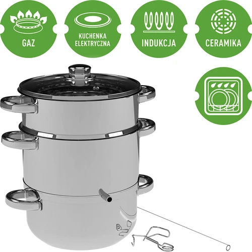 Nerezový odšťavovač s parným hrncom 5 L - 4 ['parný odšťavovač', ' parný hrniec', ' nerezový odšťavovač', ' odšťavovač indukcia', ' plynový sporák', ' 5 L', ' na šťavy', ' domáca šťava']
