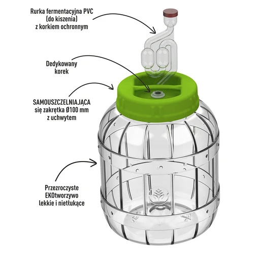 Nerozbitná nádoba na kvasenie, 3 L - 2 ['kyslé uhorky', ' kyslé karfioly', ' kyslé repy', ' repný kvások', ' plastová nádoba', ' plastový pohár', ' domáce kyslé uhorky', ' nádoba 3L', ' nádoba s certifikátom na kvasenie', ' pet nádoba']