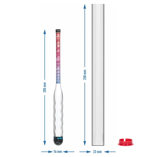 Nerozbitný alkoholomer so skúmavkou, rozsah merania 20-98 % - 7