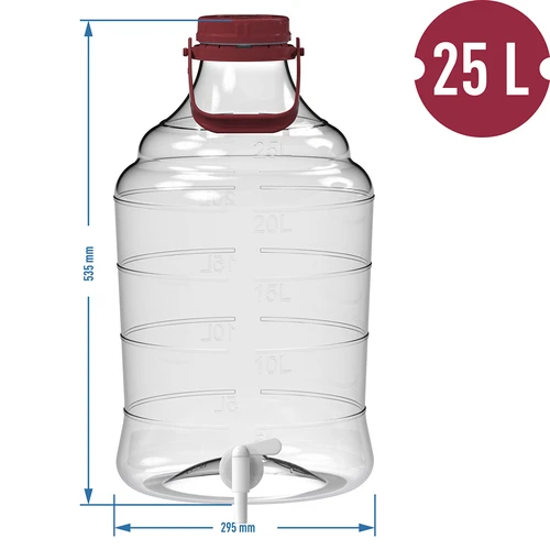 Nerozbitný balón 25 L s držadlom a kohútikom - 12 ['balón nerozbitný', ' balón PET', ' balón ľahký', ' balón na víno', ' balón s kohútikom', ' balón s kohútikom', ' balón vinársky', ' balón s vypúšťacím kohútikom', ' plastový balón', ' balón na fermentáciu']