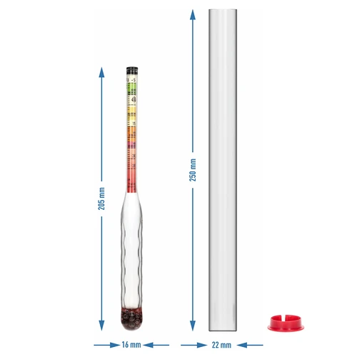 Nerozbitný cukromer so skúmavkou, merací rozsah: -5-35 °Blg - 5