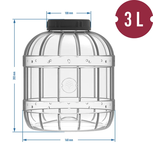 Nerozbitný, viacúčelový pohár s čiernym viečkom, 3L - 4 ['poháre na zaváraniny', ' pohár', ' pohár na uhorky', ' na likéry', ' pohár 3 l', ' pohár s certifikátom', ' nerozbitný pohár', ' univerzálny pohár', ' viacúčelový pohár', ' pohár na zaváraniny', ' plastový pohár', ' pohár z plastu']