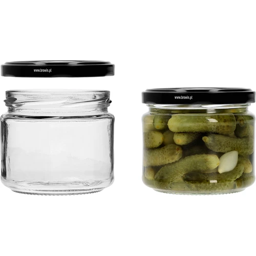 Nízka nádoba 330ml - s čiernym viečkom fi 82/6, 6ks. - 5 ['nízka nádoba', ' sklenená nádoba', ' nádoba 330ml', ' twist-off viečko', ' nádoba na džemy', ' nádoba na skladovanie', ' domáce konzervy', ' nádoba na slede', ' nádoba na šalát', ' nádoba na dezert']