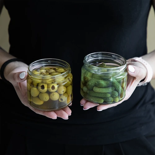 Nízka nádoba 330ml - so zlatým viečkom fi 82/6, 6ks. - 9 ['nízka nádoba', ' sklenená nádoba', ' nádoba 330ml', ' viečko twist-off', ' nádoba na džemy', ' nádoba na skladovanie', ' domáce konzervy', ' nádoba na slede', ' nádoba na šalát', ' nádoba na dezert']