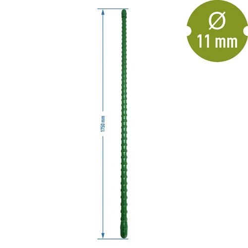 Oceľová tyčka s PE povlakom 1,75 m x 11 mm - 2 ['záhradná tyčka', ' tyčka na rastliny', ' podpera na rastliny', ' záhradná podpera', ' kovové záhradné podpery', ' podpera na popínavé rastliny', ' podpery na popínavé kvety', ' kovové podpery na kvety', ' kovové tyčky s povlakom', ' tyčka na rastliny s povlakom']