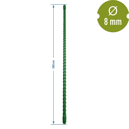 Oceľová tyčka s PE povlakom 1m x 8mm - 2 ['záhradná tyčka', ' tyčka na rastliny', ' podpora na rastliny', ' záhradná podpora', ' kovové záhradné podpory', ' podpora na popínavé rastliny', ' podpory na popínavé kvety', ' kovové podpory na kvety', ' kovové tyčky s povlakom', ' tyčka na rastliny s povlakom']