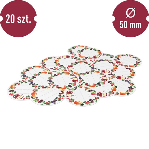 Okrúhle etikety fi 50mm na viečka/poháre - 20ks - 3 ['etikety na poháre', ' etikety na džemy', ' univerzálne etikety', ' okrúhle etikety na poháre', ' etikety na zaváraniny', ' etikety na fľaše', ' nálepky na poháre', ' nálepky na zaváraniny', ' nálepky na džemy', ' nálepky na fľaše', ' samolepiace etikety', ' prírodné etikety', ' béžové etikety', ' ovocné etikety', ' dekoratívne samolepiace etikety', ' prázdne etikety']