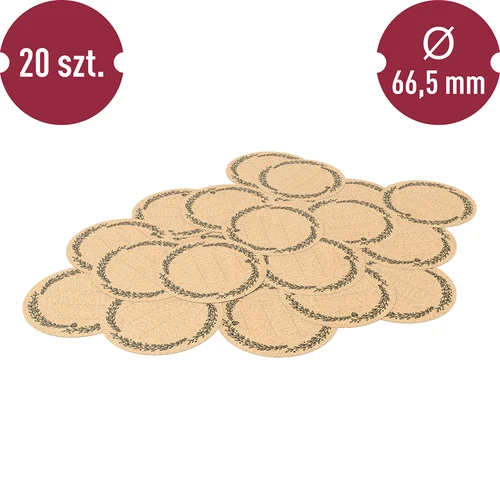 Okrúhle etikety fi 66,5mm na viečka/poháre - 20ks - 3 ['etikety na poháre', ' etikety na džemy', ' univerzálne etikety', ' okrúhle etikety na poháre', ' etikety na zaváraniny', ' etikety na fľaše', ' nálepky na poháre', ' nálepky na zaváraniny', ' nálepky na džemy', ' nálepky na fľaše', ' samolepiace etikety', ' prírodné etikety', ' béžové etikety', ' ovocné etikety', ' dekoratívne samolepiace etikety', ' prázdne etikety']