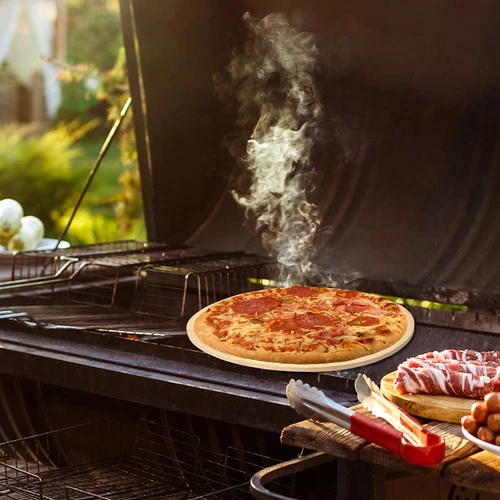 Okrúhly kameň na pizzu, vyrobený z kordieritu, priemer 33 cm - 16 ['na pečenie pizze', ' keramický kameň na pizzu', ' kameň na pizzu z keramiky', ' talianska pizza', ' na pečenie chleba', ' na darček', ' okrúhly kameň na pizzu']