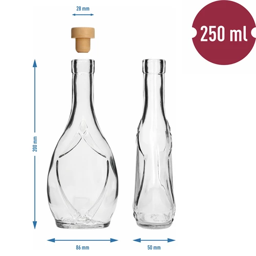Ozdobná fľaša ICONA 250 ml, s hríbikovou korkovou zátkou, 1 ks - 5
