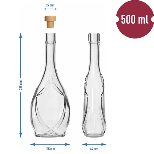 Ozdobná fľaša ICONA 500 ml, s korkom-hríbikom, 1 ks - 5