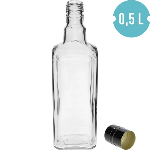 Ozdobná fľaša TYNKTURA 0,5 l, s čiernym dlhým skrutkovacím uzáverom fi 28 mm, 1 ks. - 2