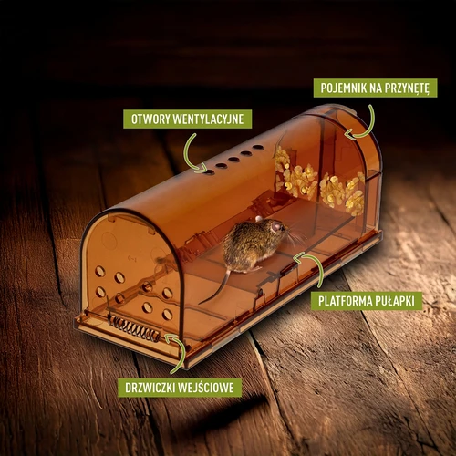 Pasca na myši – živolapka, transparentná, 2 ks. - 5