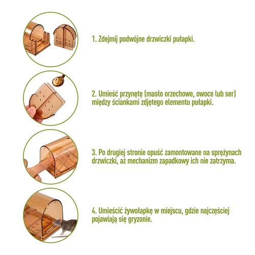 Pasca na myši – živolapka, transparentná, 2 ks. - 4
