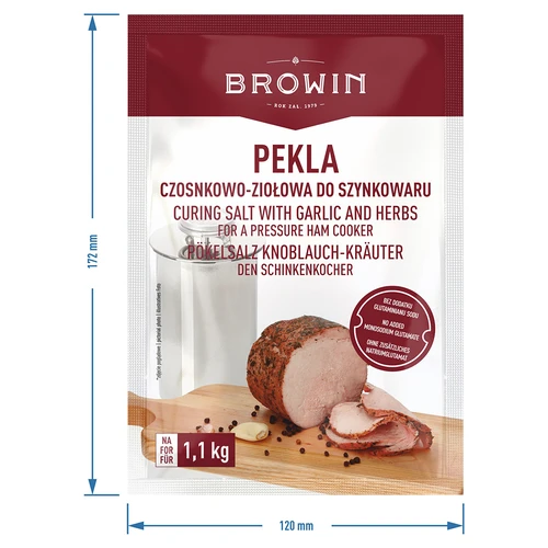 Peklosoľ Pekel cesnakovo-bylinkový do šunkovaru, 100 g - 5 ['pekel', ' nakladanie', ' pekel na šunku', ' pekel na šunkovar', ' pekel na mäso', ' peklosoľ', ' nálev na nakladanie mäsa', ' nálev na nakladanie mäsa recept', ' suché nakladanie', ' soľ na nakladanie']