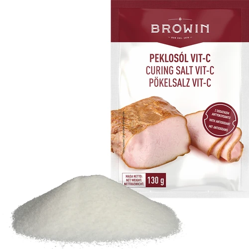 Peklosól Vit-C - 130 g - 3 ['peklosól', ' pekla', ' soľ na nakladanie', ' pekla do mäsa', ' peklosól do mäsa', ' konzervácia mäsa', ' konzervácia mias', ' konzervácia údenín', ' na nakladanie', ' nálev na nakladanie', ' vitamín C', ' askorbát sodný']