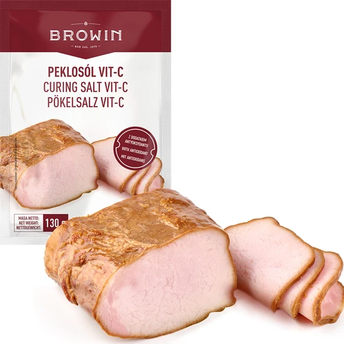 Peklosól Vit-C - 130 g - 4 ['peklosól', ' pekla', ' soľ na nakladanie', ' pekla do mäsa', ' peklosól do mäsa', ' konzervácia mäsa', ' konzervácia mias', ' konzervácia údenín', ' na nakladanie', ' nálev na nakladanie', ' vitamín C', ' askorbát sodný']