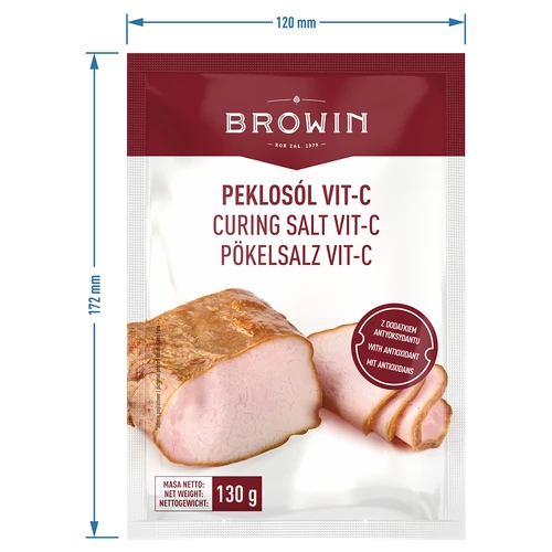 Peklosól Vit-C - 130 g - 5 ['peklosól', ' pekla', ' soľ na nakladanie', ' pekla do mäsa', ' peklosól do mäsa', ' konzervácia mäsa', ' konzervácia mias', ' konzervácia údenín', ' na nakladanie', ' nálev na nakladanie', ' vitamín C', ' askorbát sodný']