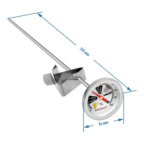 Pivovarnícky teplomer (0°C do +100°C) 31,5cm - 3 ['kuchynský teplomer', ' kulinársky teplomer', ' pivovarnícky teplomer', ' teplomer na pivo', ' teplomer na mladinu', ' dlhý pivovarnícky teplomer']