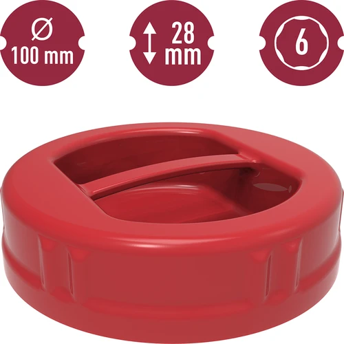 Plastový uzáver fi100 TO - 5 ['uzáver z plastu', ' uzáver na poháre', ' uzáver fi 100', ' uzáver s držadlom', ' uzáver s golierom', ' tesný uzáver', ' na plastové poháre']