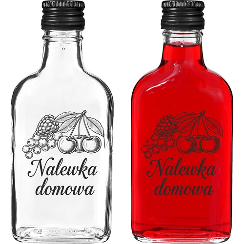 Fľaša – ploskačka 200 ml so skrutkovacím uzáverom, potlač „Domáca nalievka“, 1 ks.