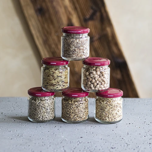 Pohár 212 ml fi66/4 s bordovým viečkom 6 ks. - 5