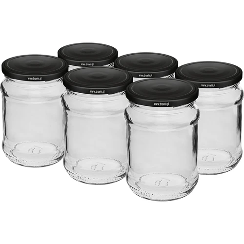 Pohár 250 ml fi 66/4 čierne viečko - 6 ks.  - 1 ['súprava pohárov', ' poháre na kvasenie', ' poháre na džemy', ' poháre s viečkami', ' poháre fi 66', ' poháre s viečkami 4 úchyty', ' poháre s čiernymi viečkami', ' na zaváranie', ' na konzervovanie', ' nádoba na korenie']