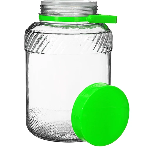 Pohár 5 L s kliešťami - zelené viečko - 3 ['veľký pohár', ' veľký pohár', ' pohár veľký', ' veľká nádoba', ' veľká sklenená nádoba', ' nádoba na zaváraniny', ' na kvasenie', ' na uhorky', ' na kapustu', ' priemyselná nádoba', ' nádoba s kliešťami', ' nádoba kliešte', ' kliešte na uhorky']