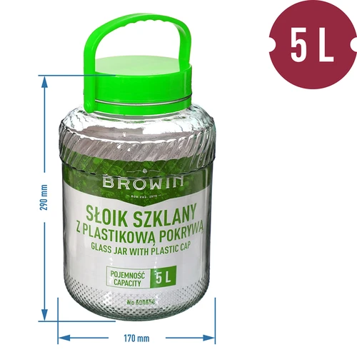 Pohár 5 L s kliešťami - zelené viečko - 6 ['veľký pohár', ' veľký pohár', ' pohár veľký', ' veľká nádoba', ' veľká sklenená nádoba', ' nádoba na zaváraniny', ' na kvasenie', ' na uhorky', ' na kapustu', ' priemyselná nádoba', ' nádoba s kliešťami', ' nádoba kliešte', ' kliešte na uhorky']