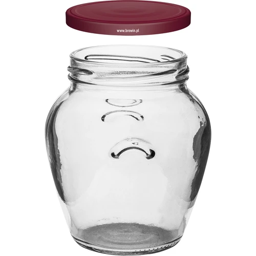 Pohár Amfora 580 ml (fi 82) s bordovým viečkom 6 ks - 3 ['súprava pohárov', ' poháre na kvasenie', ' poháre na džemy', ' poháre s viečkami', ' poháre fi 82', ' poháre s viečkami 6 úchytov', ' poháre s bordovými viečkami', ' na zaváraniny', ' na konzervovanie', ' poháre na med', ' na med', ' guľatý pohár', ' pohár 0', '5 l', ' na pasterizáciu']