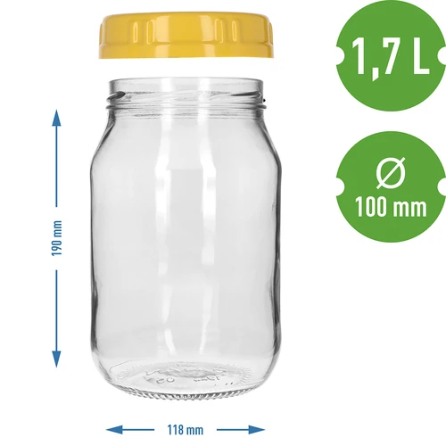 Pohár TO 1,7 l so žltým plastovým viečkom s držadlom, Ø 100, 1 ks. - 4