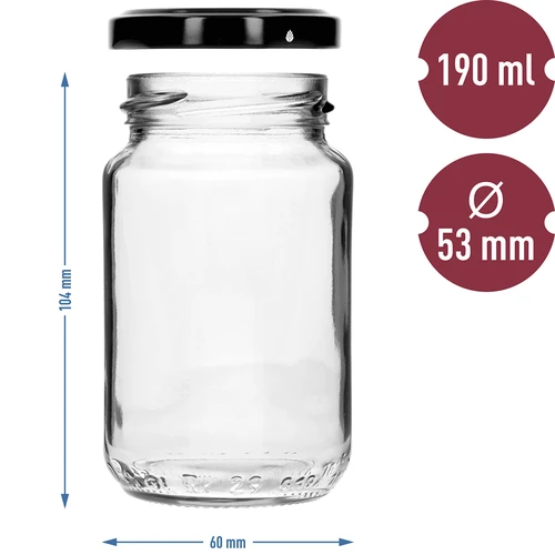 Pohár TO 190ml s farebným viečkom fi 53 - 8 ks. - 8 ['poháre', ' malé poháre', ' pohárik', ' sklenený pohár', ' sklenené poháre', ' pohár s viečkom', ' poháre na zaváraniny', ' pohár na zaváranie', ' poháre na zaváranie', ' poháre na koreniny', ' pohár na džem', ' pohár na konfitúry', ' pohár na med', ' poháriky TO 190 ml']