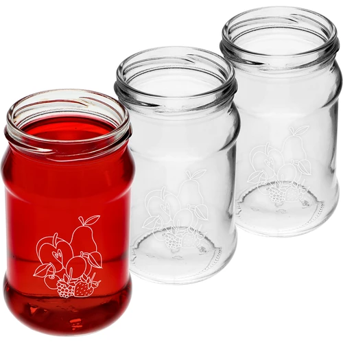Pohár TO 300ml s potlačou - mix ovocia a viečkom fi66/4 - 3 ks. - 3 ['poháre s potlačou', ' ozdobné poháre', ' poháre s viečkami', ' poháre na zaváraniny', ' elegantné poháre', ' poháre na džemy', ' pohár s potlačou', ' pohár s grafikou', ' poháre na zaváraniny', ' poháre do špajze', ' pohár TO', ' pohár twist-off']