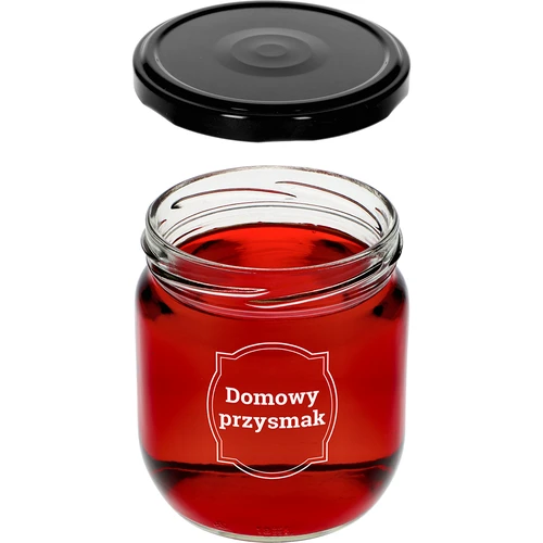 Pohár TO 425ml s potlačou „Domáca pochúťka” a čiernym viečkom fi 82 - 3ks. - 5 ['poháre s potlačou', ' ozdobné poháre', ' poháre s viečkami', ' poháre na zaváraniny', ' elegantné poháre', ' poháre na džemy', ' pohár s potlačou', ' pohár s grafikou', ' poháre na zaváraniny', ' poháre do špajze', ' pohár 500 ml']