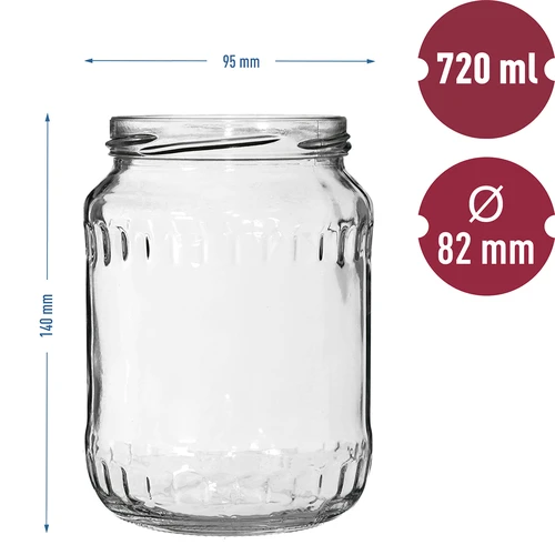 Pohár TO 720 ml s farebným viečkom fi 82/6 - 6 ks. - 6 ['súprava pohárov', ' poháre na džemy', ' pohár na zaváraniny', ' pohár na zaváraniny', ' poháre s viečkami', ' poháre fi 82', ' poháre s farebnými viečkami', ' poháre na zaváraniny', ' poháre na zaváranie', ' poháre na mäso', ' pohárovka', ' poháre na pasterizáciu', ' mäso v pohári']