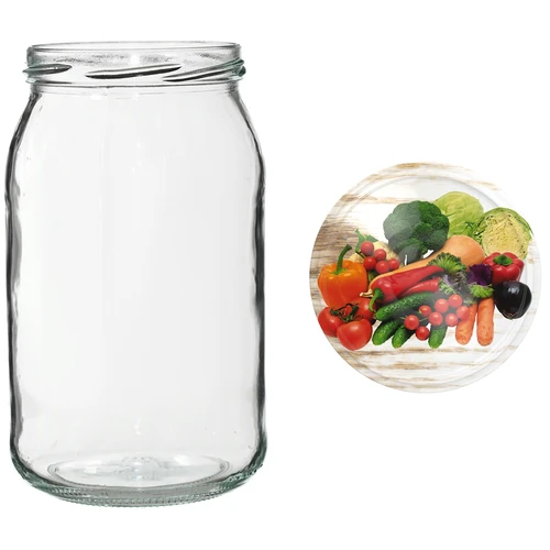Pohár TO 900 ml s farebným viečkom fi82/6 - 6 ks. - 13 ['pohár na zaváraniny', ' pohár 900 ml', ' pohár s viečkom', ' pohár s farebným viečkom', ' kuchynský pohár', ' sklenený pohár', ' pohár na drobnosti', ' pohár na kompót', ' pohár na huby', ' pohár na džem', ' poháre so závitom']